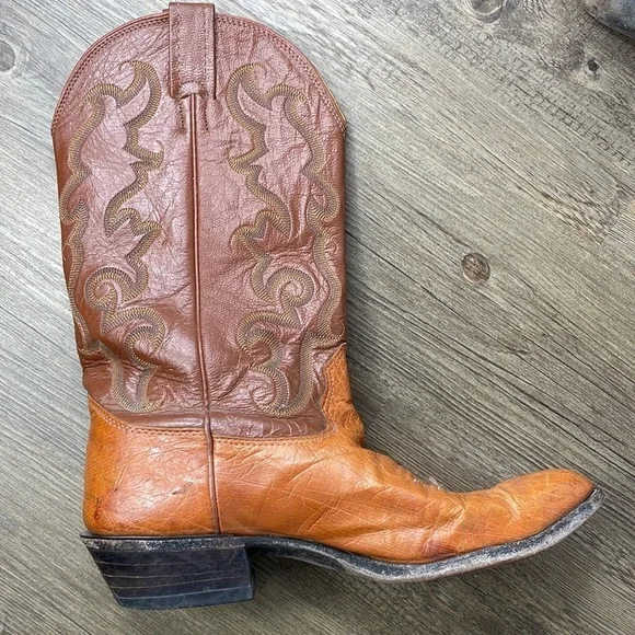 Nocona Men’s Brown Ostrich Western Cowboy Boots, size 9